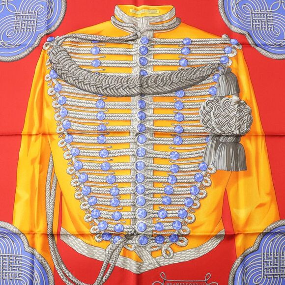 Pre Loved hermes Silk Scarf Military Jacket Design Women violet | purple Scarves - Picture 3 of 6